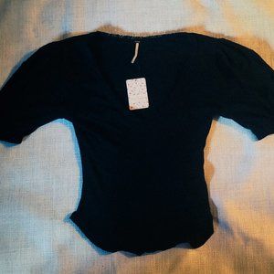 NWT Free People Lacey black Shirt- Medium